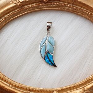 Larimar Necklace 925 Sterling Silver Necklace Opal Larimar Gemstone Pendant